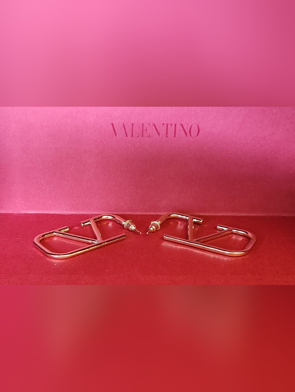Valentino Gold V Logo Stud Earrings